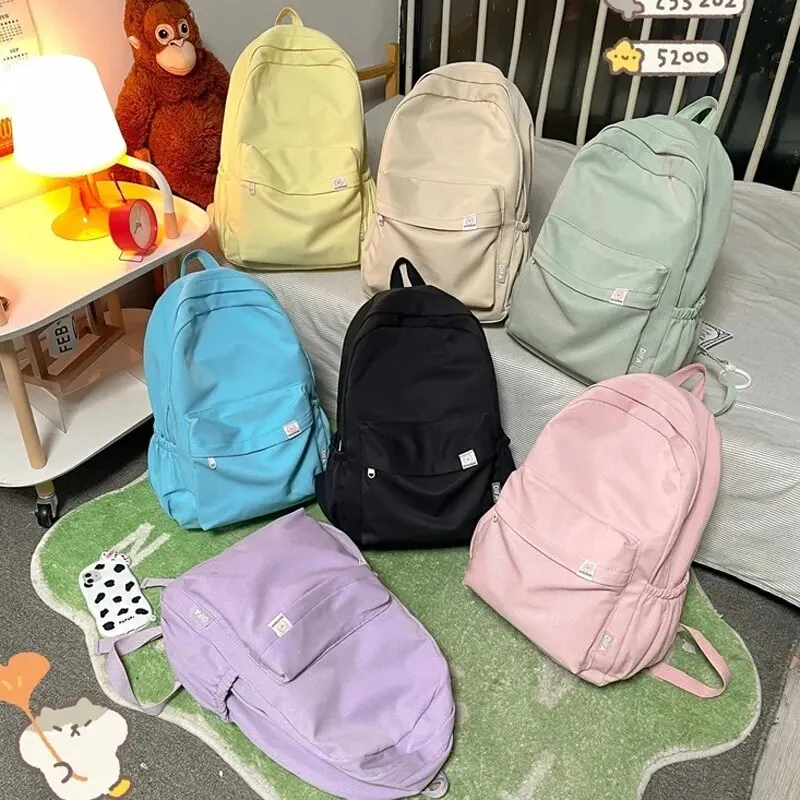 New Waterproof Nylon Women Backpack Female Travel Bag Backpacks Schoolbag for Teenage Girls Solid Color Bookbag Mochila Bookbag