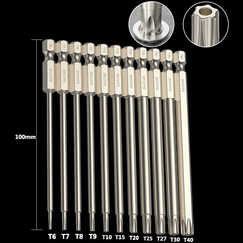 11/12Pcs Torx Screwdriver Set T5-T40 1/4 Inch Security Bit Set Tamper Proof Screwdriver Drill Bit Screw Driver Bits