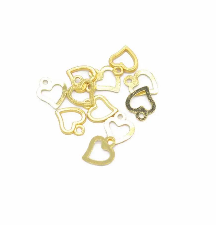 500pcs Charms Hollow Lovely Heart 10x8mm Antique Silver Pendants Making DIY Handmade Tibetan Finding Jewelry F0158