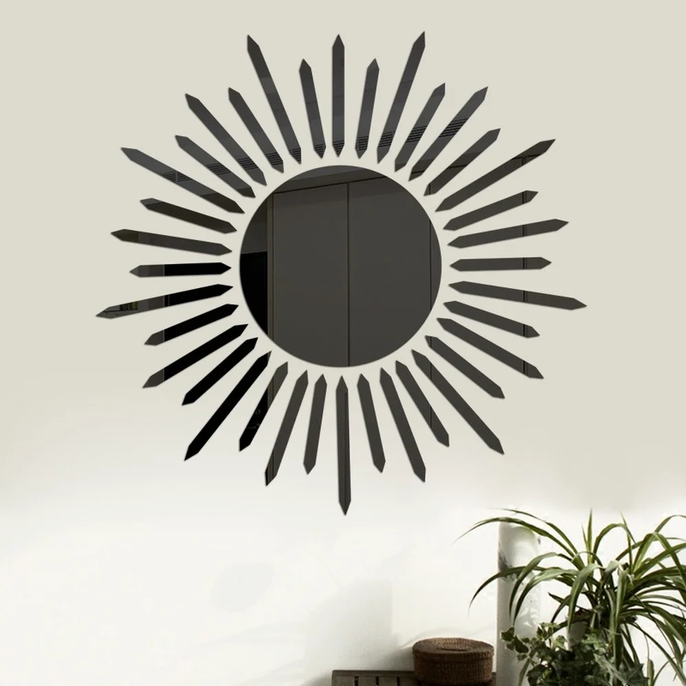 Sunflower Mirror Wall Stickers Self-adhesive DIY Art Mural Decoration Accessories Living Room Bedroom Background Wall Home Decor