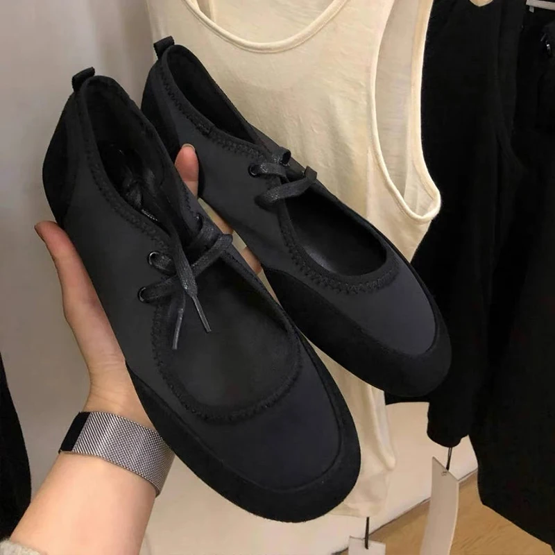 korean-style-flat-bottom-casual-shoes-women's-fashionable-versatile-slip-on-ballet-flats-round-toe-knot-tassel-detail