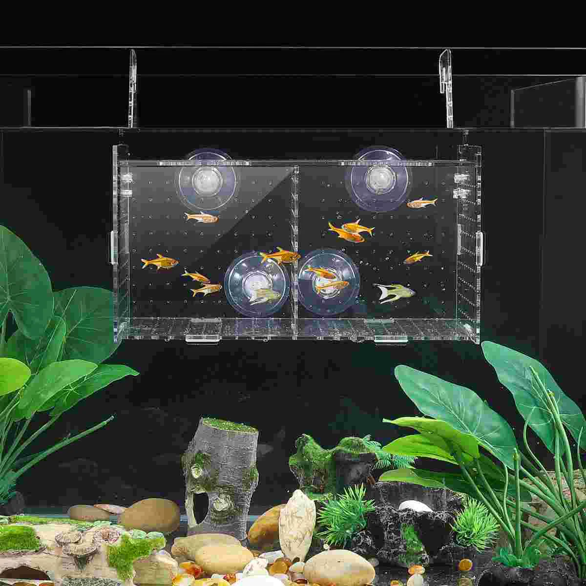 POPETPOP Transparent Acrylic Fish Breeding Tank Isolation Box Aquarium Incubator Hatching Box fish tank breeding box