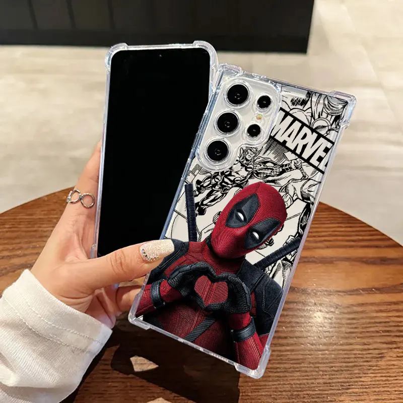 Marvel Deadpool Clear Phone Case For Samsung Galaxy S23 S22 Plus S26 S25 S24 Ultra S21 S20 FE 5G Shockproof Soft Silicone Cover