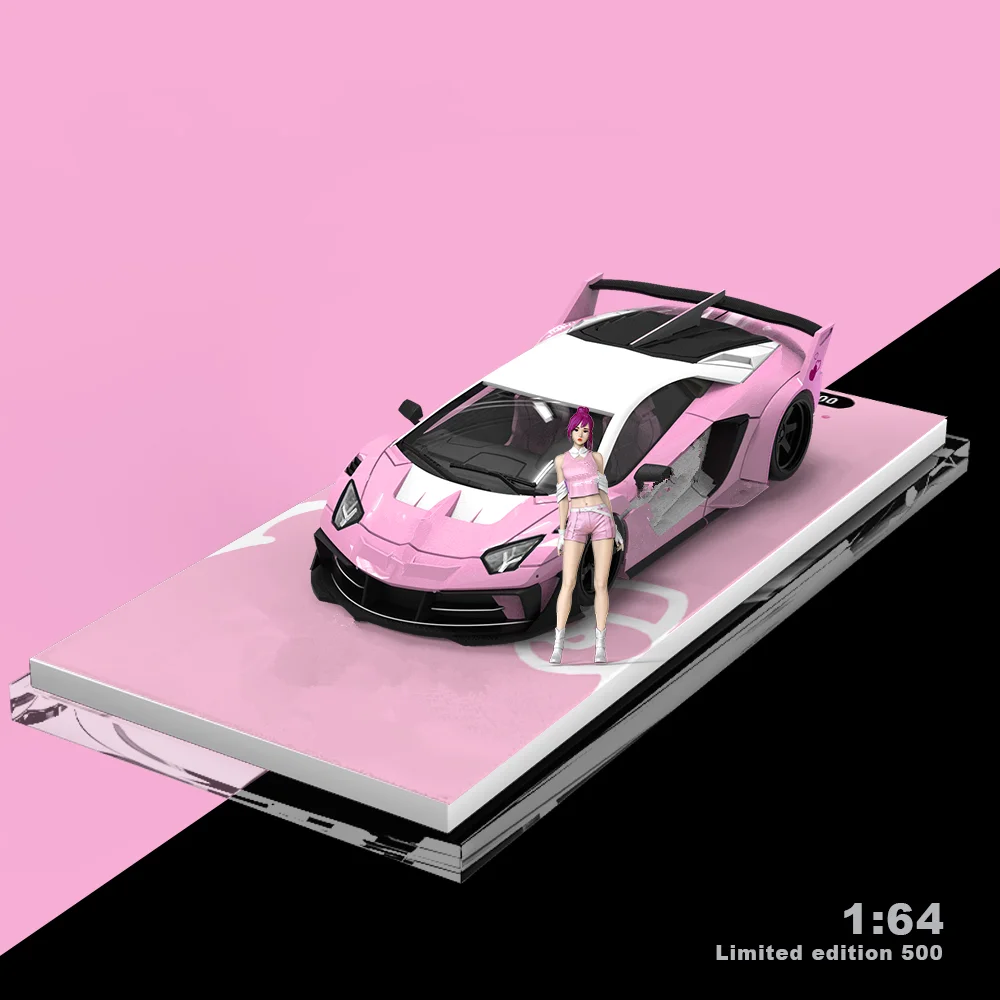 TIME MICRO/Cool Car 1:64 GTEVO Pink  Painting Alloy Model Car for Collection& Display