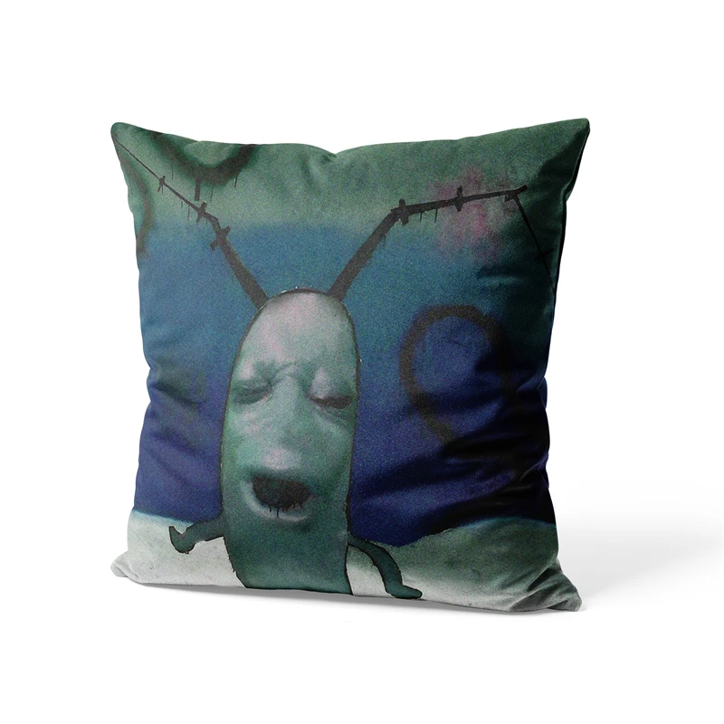 Aertemisi 18'' x 18'' Cursed Plankton Meme Square Throw Pillow Cushion Covers Cases Pillowcases 45cm x 45cm