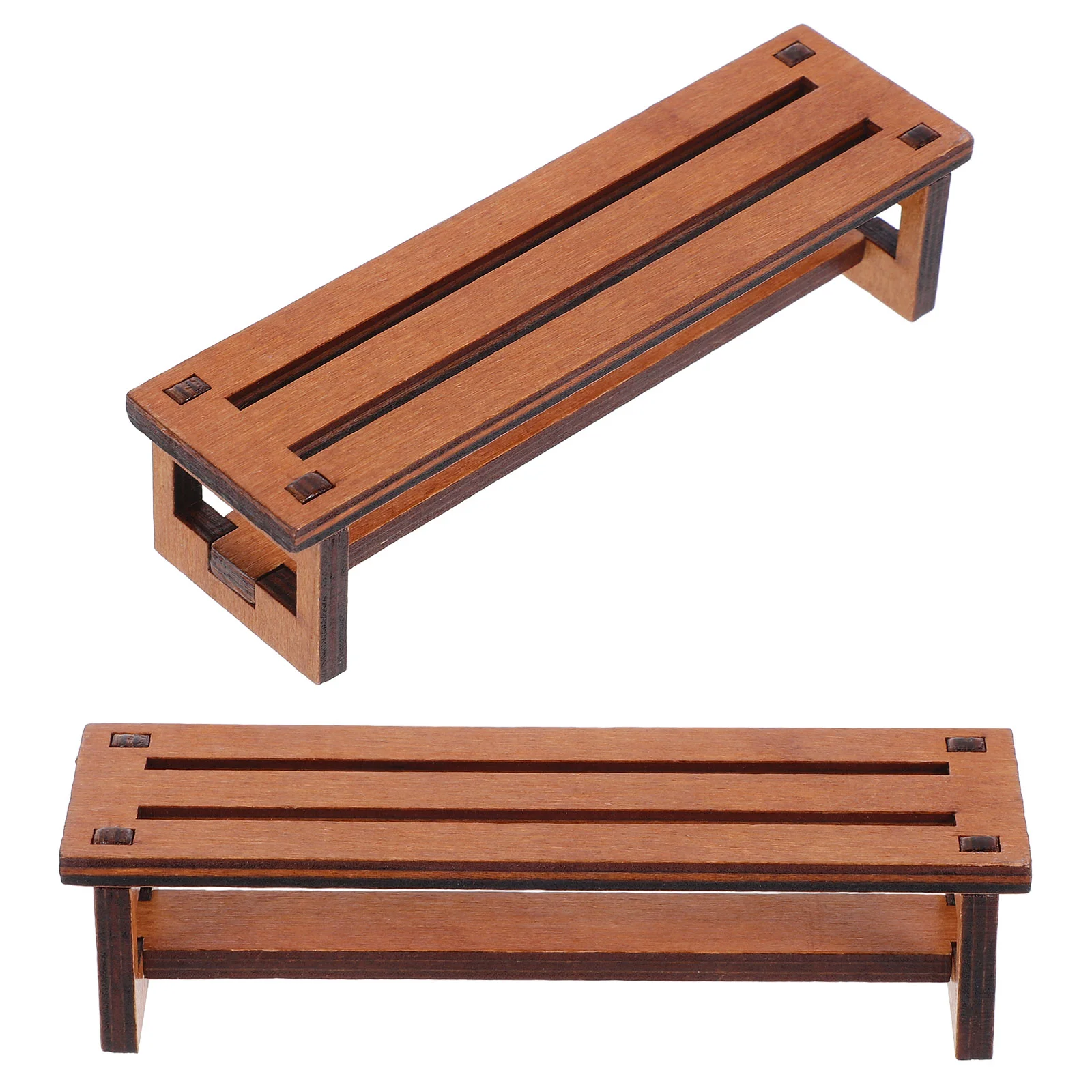 

2 Pcs Mini Chair Decoration Dolls House Furniture Dollhouse Living Room inside The Car Brown Wood Outdoor Chairs