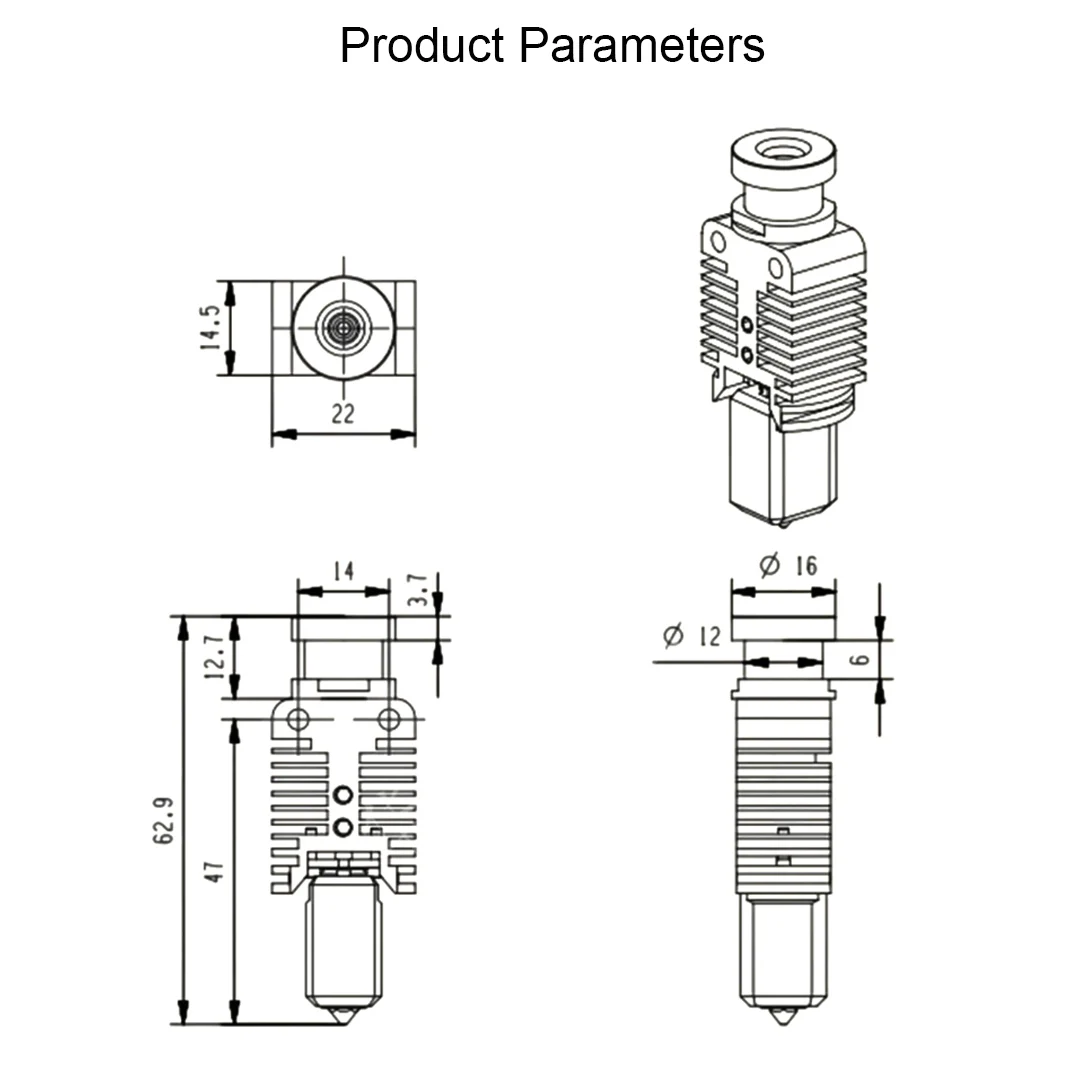 Hotend-Kit für Ender 3/CR10/VORON 2.4 Hi-End Extruder Upgrade 300 ° C Hochgeschwindigkeits-Druckkopf für Ender 3 V2 CR10S 3D-Druckerteile – Detail 10