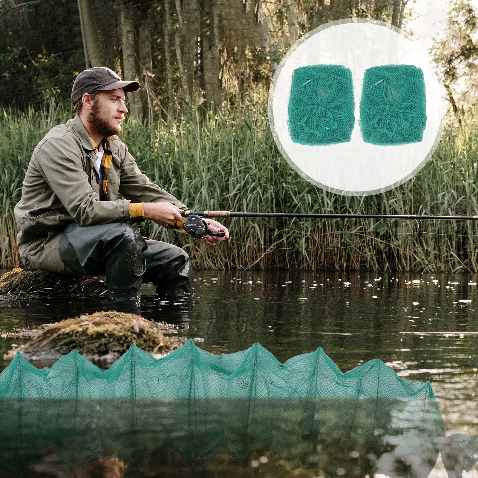 

2Pcs Large Folding Crawfish Trap Portable Fishing Net Multi-Function Lobster Cage Crab Shrimp Mesh Trap Fishing Supplies