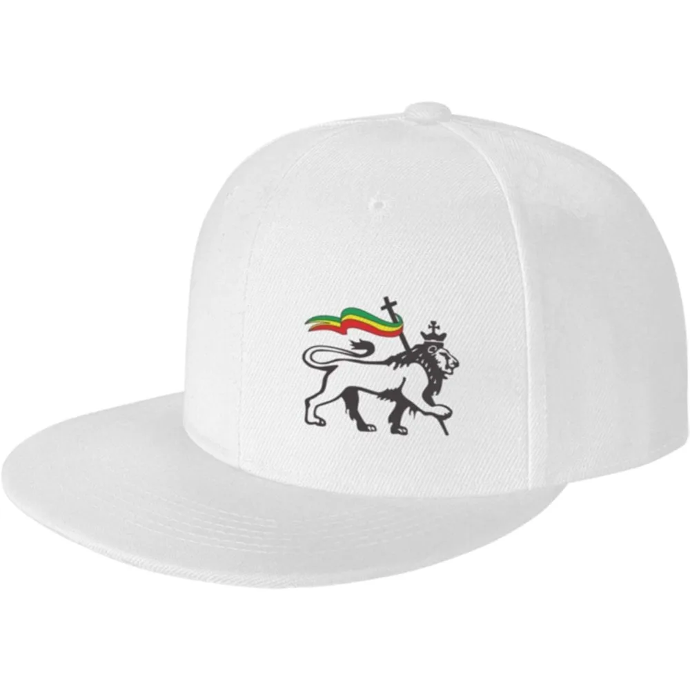 Rasta Lion of Judah Flat Brim Baseball Cap Men's and Women's Adjustable Hat Black