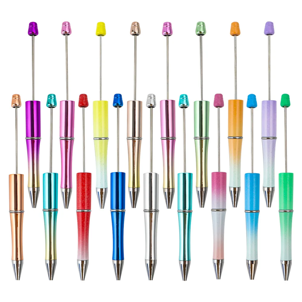 

5Pcs Gradient Bead Pen Plastic Ballpoint Pen DIY Beaded Pen School Office Writing Supplies Stationery Wedding Gift Accessories