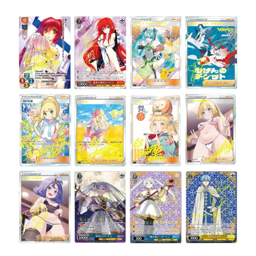 ACG Girl Lillie Acerola Frieren Kousaka Tamaki Rias Gremory DIY Refraction Flash Card Anime Classics Game Collection Cards Toy