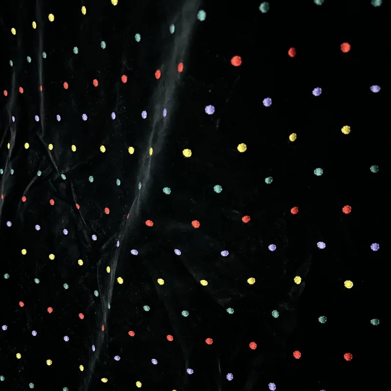 

Latest colorful polka dot black velvet fabric for clothing, bags, home decor fabrics and handmade sewing fabrics
