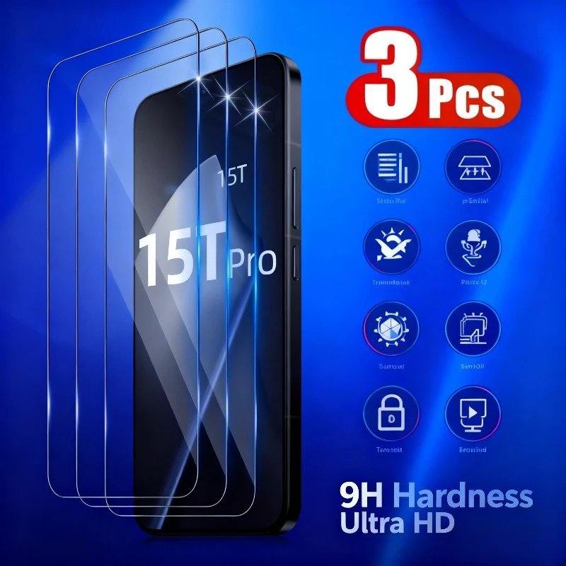

3Pcs Full Cover Tempered Glass for Xiaomi 15T 14T Pro Screen Protector For Xiaomi 17 Pro Max 13 12T 11T Pro Glass Film