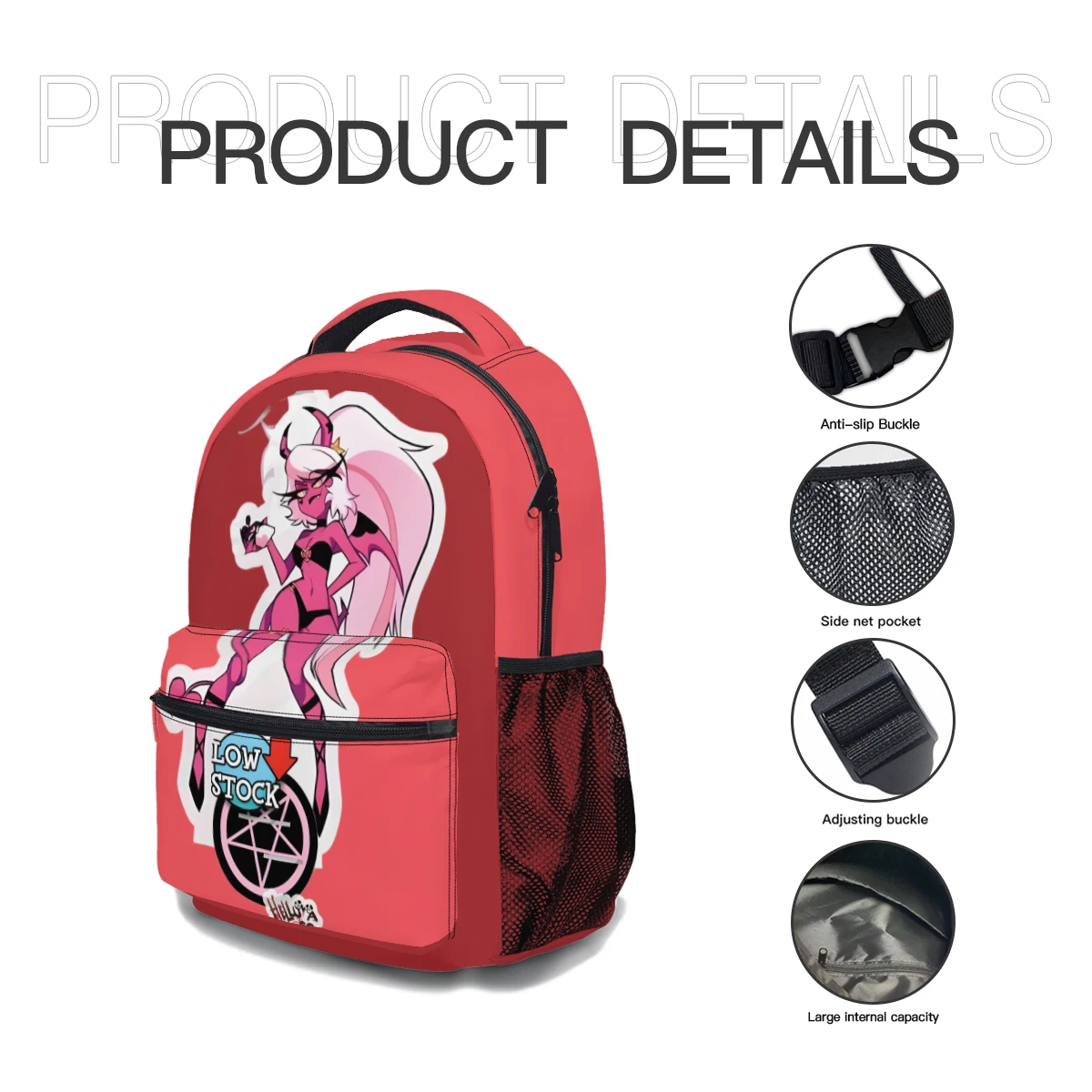 Helluva Boss - Blitzo New Female Fashion High Capacity Waterproof College Backpack Trendy Laptop Travel Book Bag  ﻿ ﻿