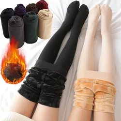 Leggings d'hiver chauds pour femmes, haute élasticité, doux, épais, leggings en velours, taille haute, mince, solide, document, collants, pantalons thermiques