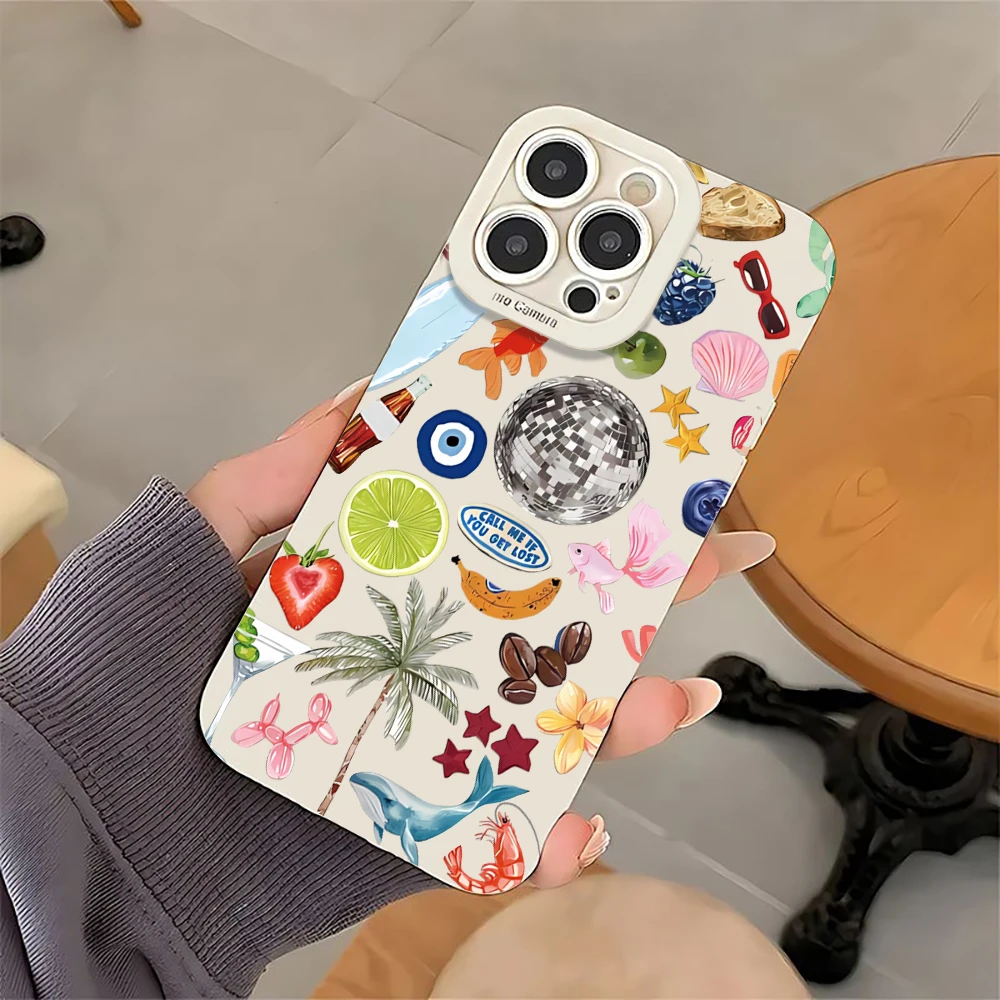 Luxuriöse Trendige Artikel Collage Handyhülle für iPhone 17 16 15 14 11 12 13 Pro Max Plus 7 8 Plus XS XR 17 Air Stoßfeste Weiche Hülle – Detail 2