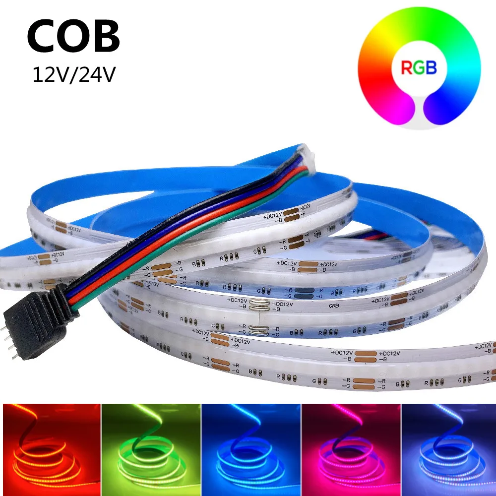 

COB RGB LED Strip PCB Colors Changeable Dimmable Linear FOB Light Tape for Home KTV Bar Decor 5m/roll 12V 24V 810 840leds/m 10MM