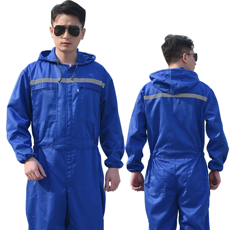 

Комплект рабочей одежды с отражающими полосами: мужской демисезонный износостойкий универсальный защитный костюм, женский дышащий с капюшоном