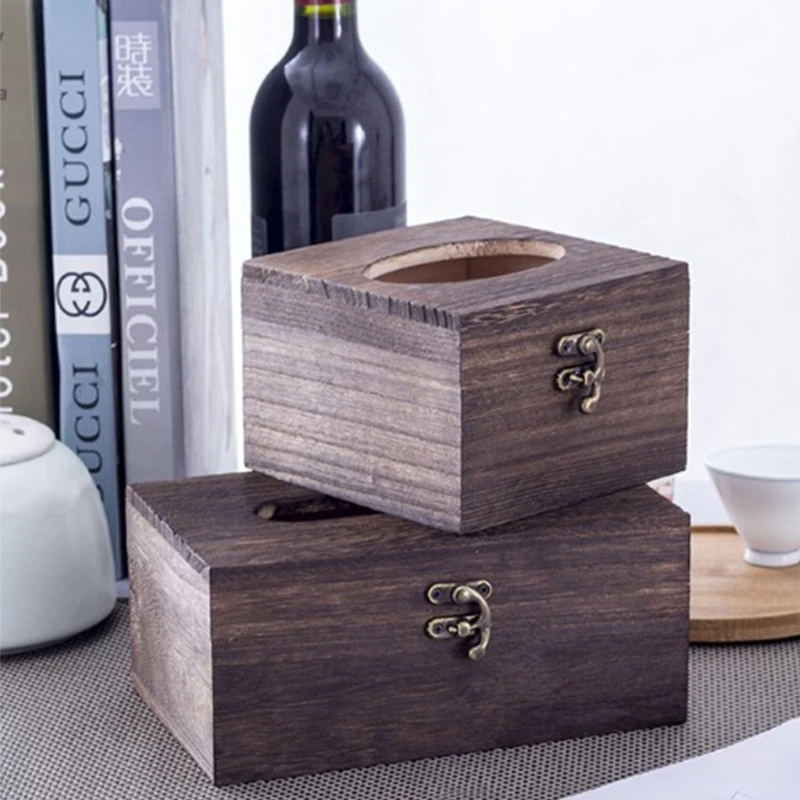 Wood Tissue Box Napkin Cover Home Hotel Pub Cafe Car Paper Holder Case Bathroom Facial Tissue Box Holder Cover Napkin Dispenser