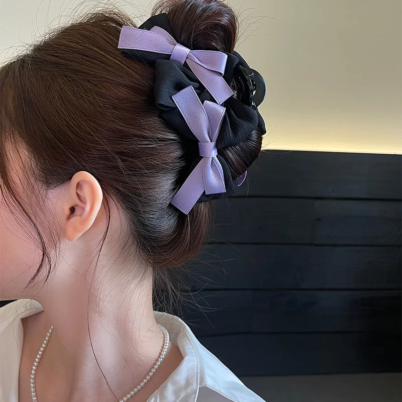 

French style bow hair clip for women's new style, with a gripping sensation at the back of the head and a large headpiece