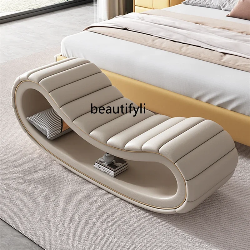 

Italian light luxury concubine reclining chair creative bedroom end stool bed couch curved sofa stool