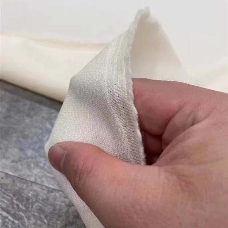 ผ้าไหมมูมิสีขาว 48 เส้น ผ้าเครปขนสัตว์คุณภาพสูง สำหรับตัดชุดสูท ชุดเดรส ผ้า DIY ต่อเมตร สีดำ สีแดง