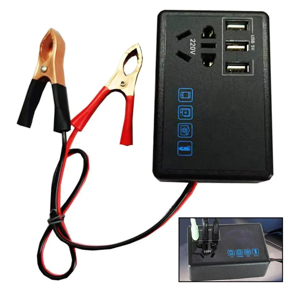 

Преобразователь 12 В 24 В, адаптер 220 В, черный, как показано на рисунке из АБС-пластика, быстрый антикоррозийный инвертор для установки автомобиля G8J8