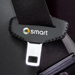 2pcs Car Seat Belt Buckle Plug Leather Car Seat Belt Clip Protective Cover for Smart Eq Fortwo Forfour 453 451 452 450