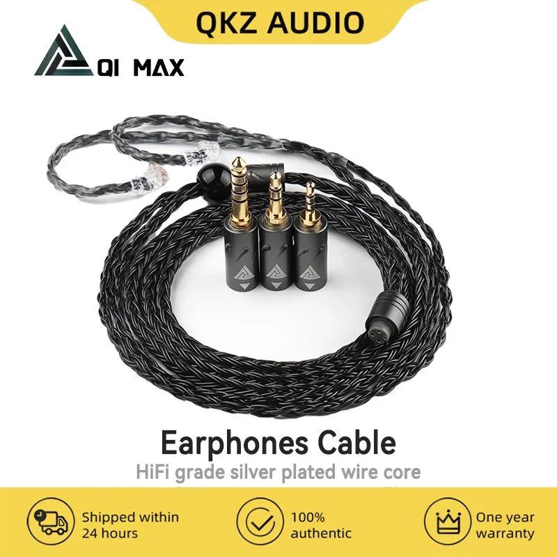 QKZ Q1 MAX HIFI Earphones Upgrade Audio Cable 16 Cores 3in1 Silver Plated MMCX QDC KZ C for QKZ HBB ZXT AS16 PRO ZSN PRO X