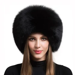 Hot Sale 100% Natural Fox Fur Hat Women Cap Thick Fur Cap Winter Warm Hat Female Fashion For Women Hat With Earmuffs Hat