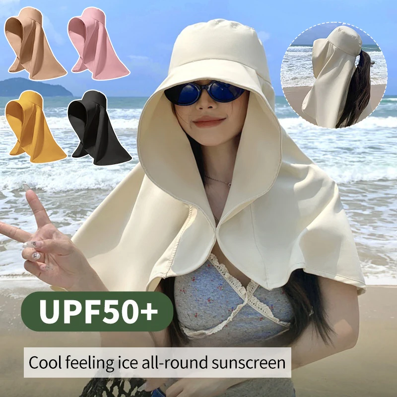 Volle Gesicht Sonnenschutz Hut Im Freien Frauen Sommer Sonnenschirm Visier Großen Hut Angeln Wandern Reisen Nackenschutz Schal Eimer Hüte