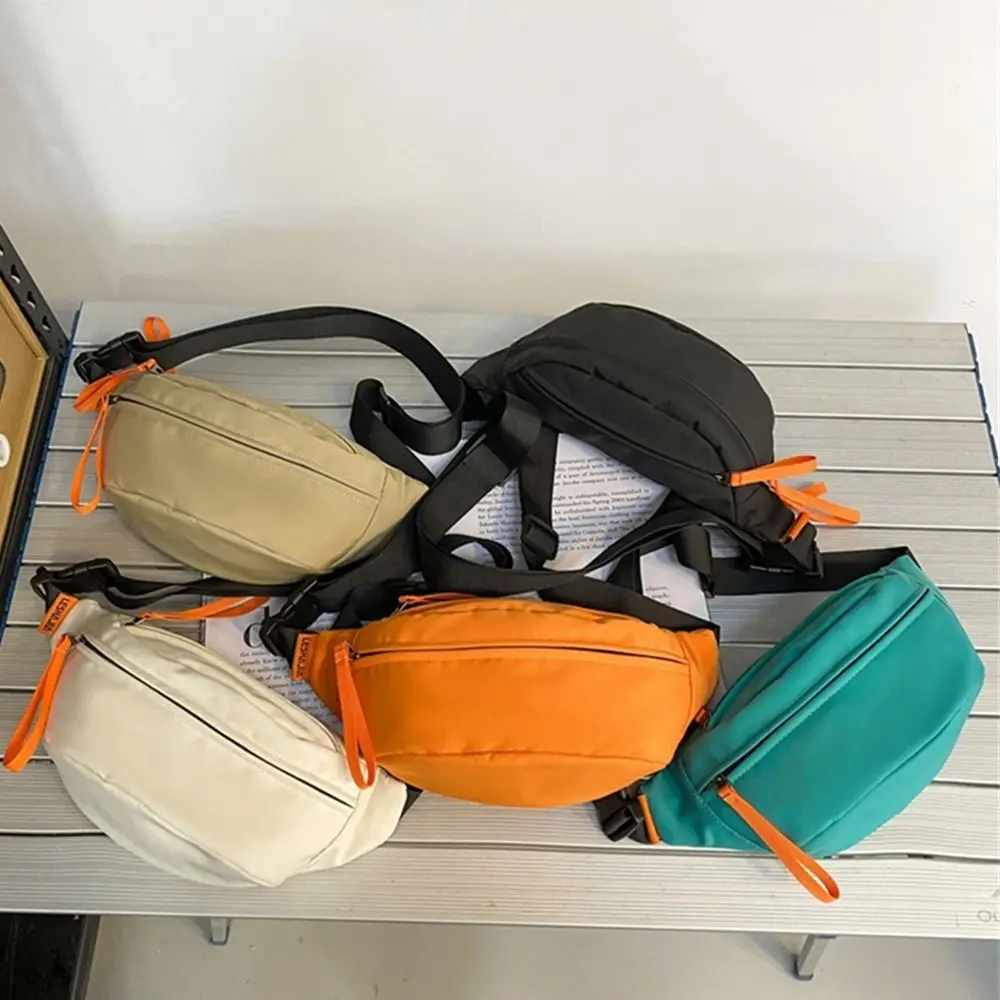 Fashion Street Style Nylon Chest Bag Waterproof Solid Color Waist Bag Personality Belt Bag Shoulder Bag Crossbody Bag Fanny Pack