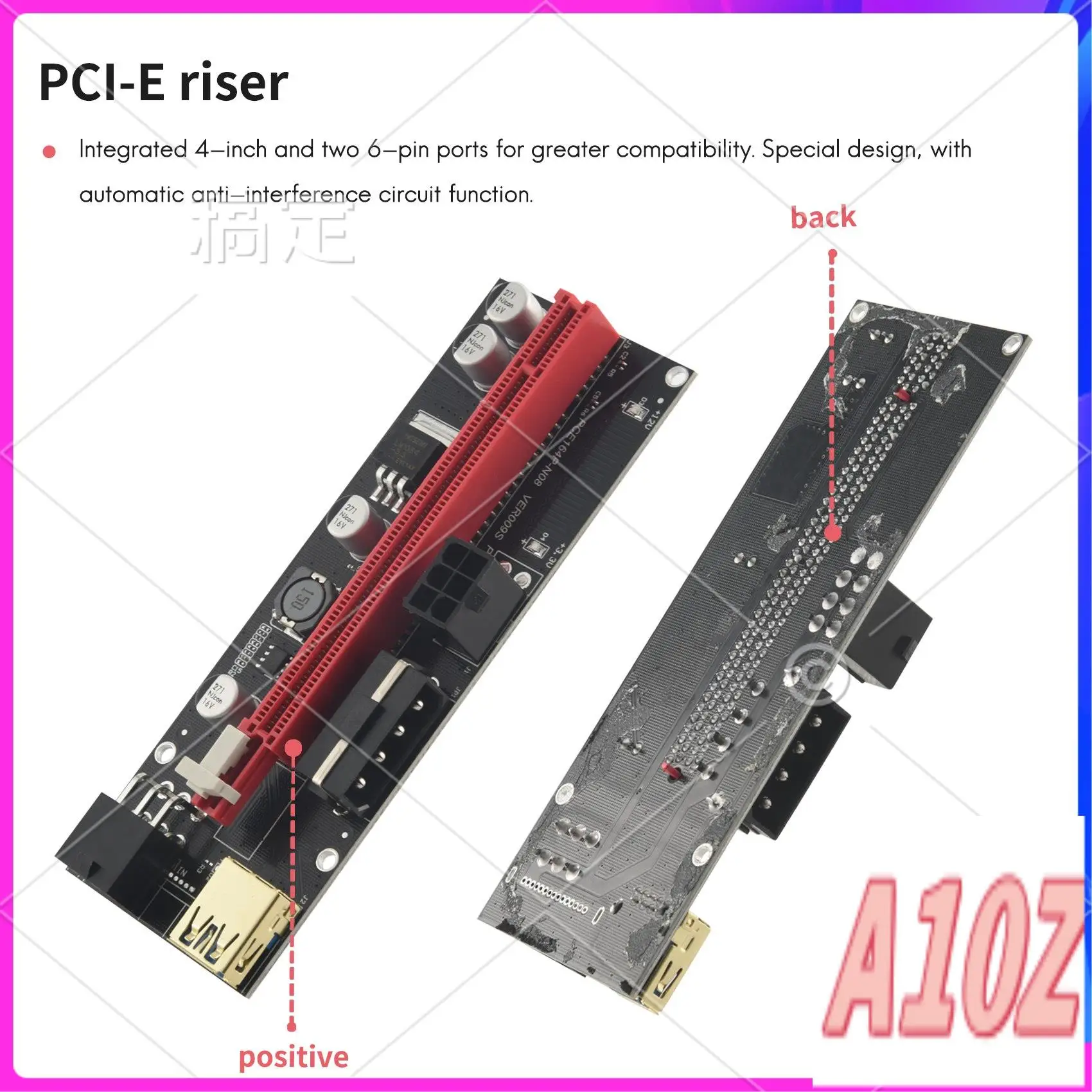 0Z-6Pcs VER009 USB 3.0 PCI-E Riser VER 009S Express 1X To 16X Extender Riser Adapter Card SATA 15Pin To 6 Pin Power Cable