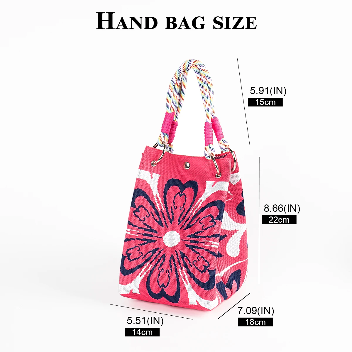 Exaggerated Rose Red Large Flower Knitted Handbag, Suitable for Daily Casual Use, Fashionable and Versatile, Perfect for Work, Travel and Shopping, Holds Mobile Phones, Umbrellas, Cosmetics and Books
