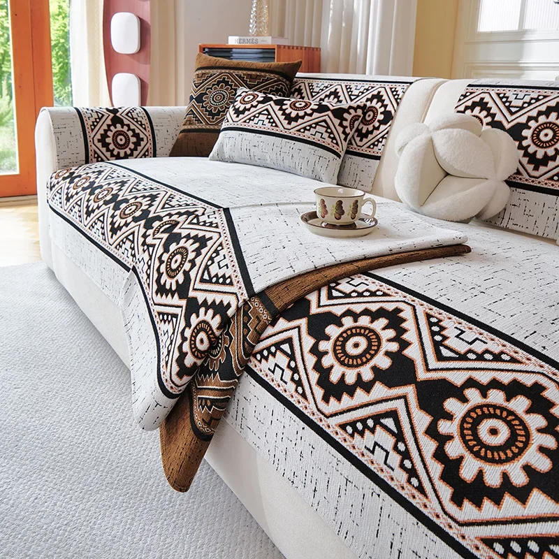 1pcs Chinese Style Chenier Sofa Cushion Four Season Universal Anti Slip Sofa Protective Slipcover Straight Combination Couch Pad