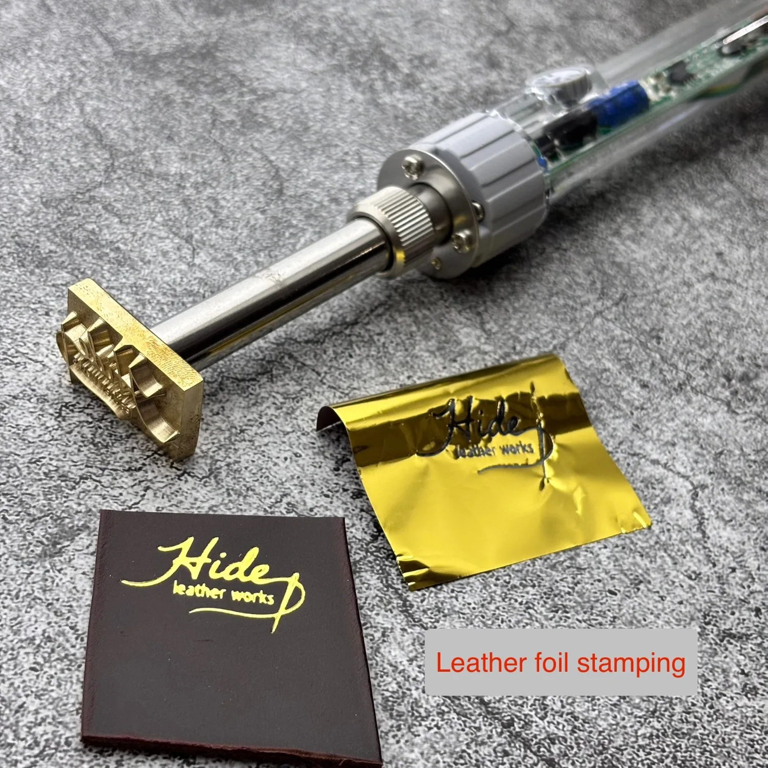 Leather Foil Stamping Machine Hand-held Branding Iron Custom Logo Brass Stamp Hot Pressing Temperature Adjust Embossing Mold