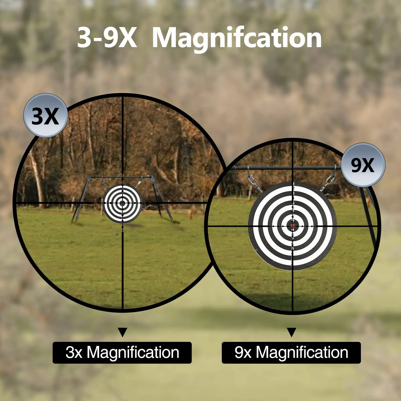 3-9x40 Rifle Scope Compact Crosshair Reticle Free Mounts Quick Aiming Mil-dot Reticle 9X Hunting Riflescope Optics Sniper