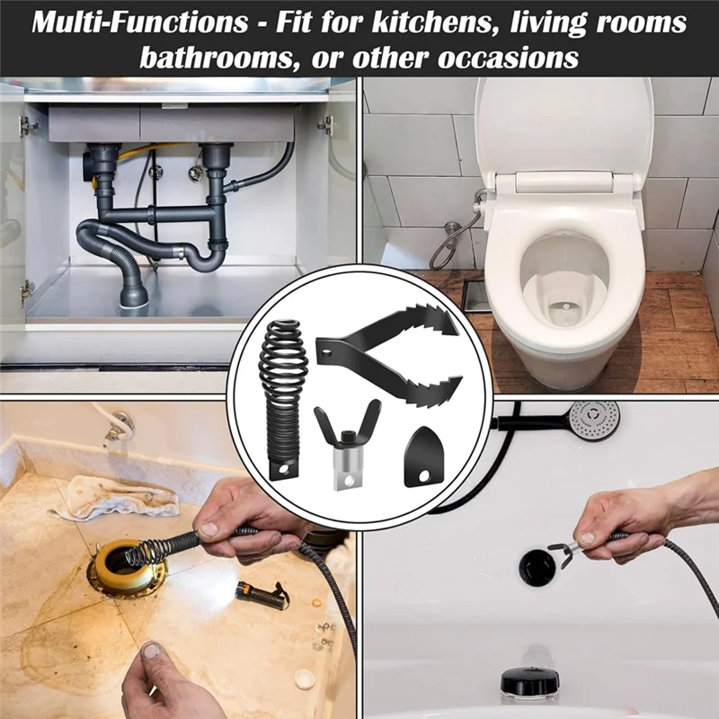 AA01-1Set مرفق مثقاب منظف الصرف، مجموعة رؤوس قطع منظف الصرف لآلة تنظيف الأنابيب