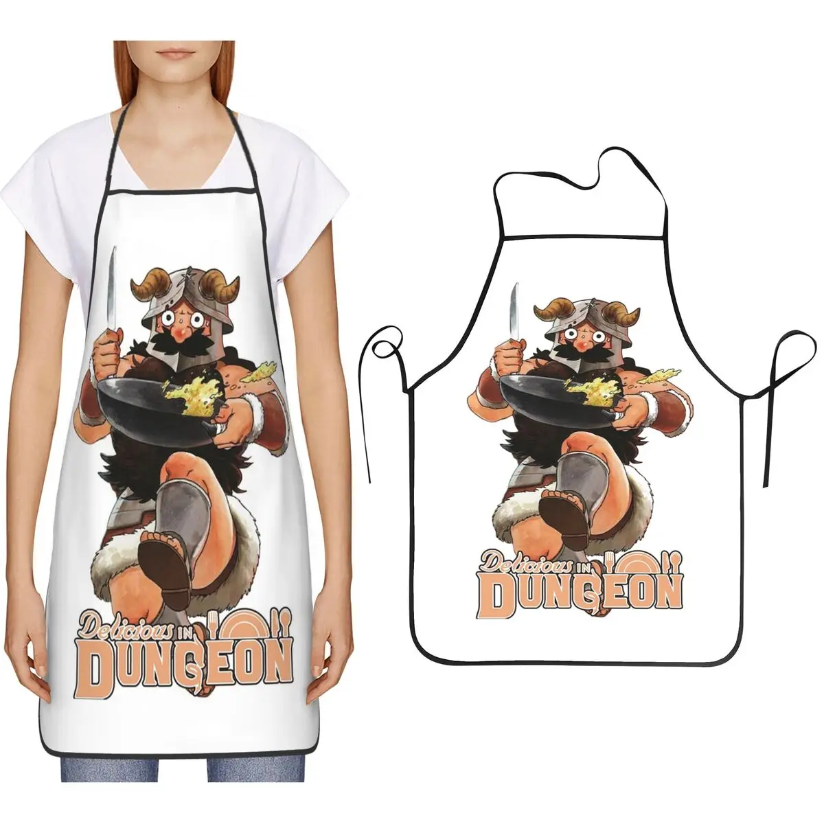 Delicious In Dungeon Senshi Cooking Anime Apron Chef Cooking Baking Tablier Bib Kitchen Cleaning Pinafore for Women Men Painting