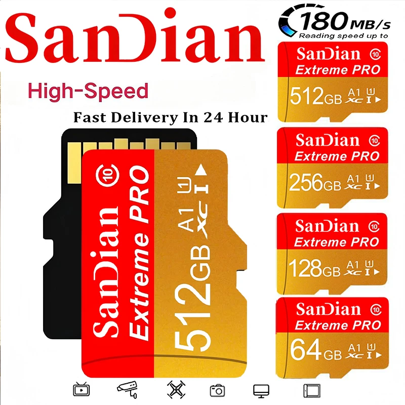 Micro TF SD Card Smooth 128GB 64GB 32GB Memory Card Anti-Static SD Cards TF Cards for Gaming Console/E-Reader/Desktop/Drone/Phon