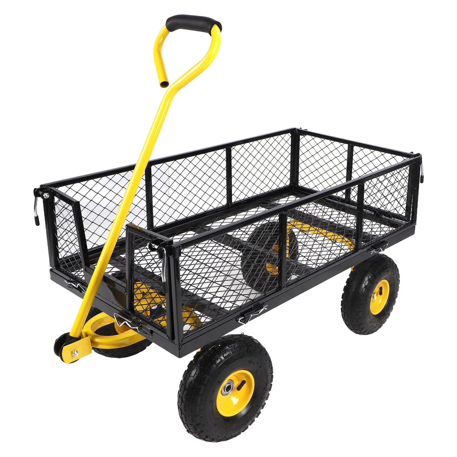 

New 900lbs Garden Mesh Cart Garden Mesh Cart 900lbs 408.2kg Load Bearing Side Detachable Steel Beach Garden Wagon for Warehouse