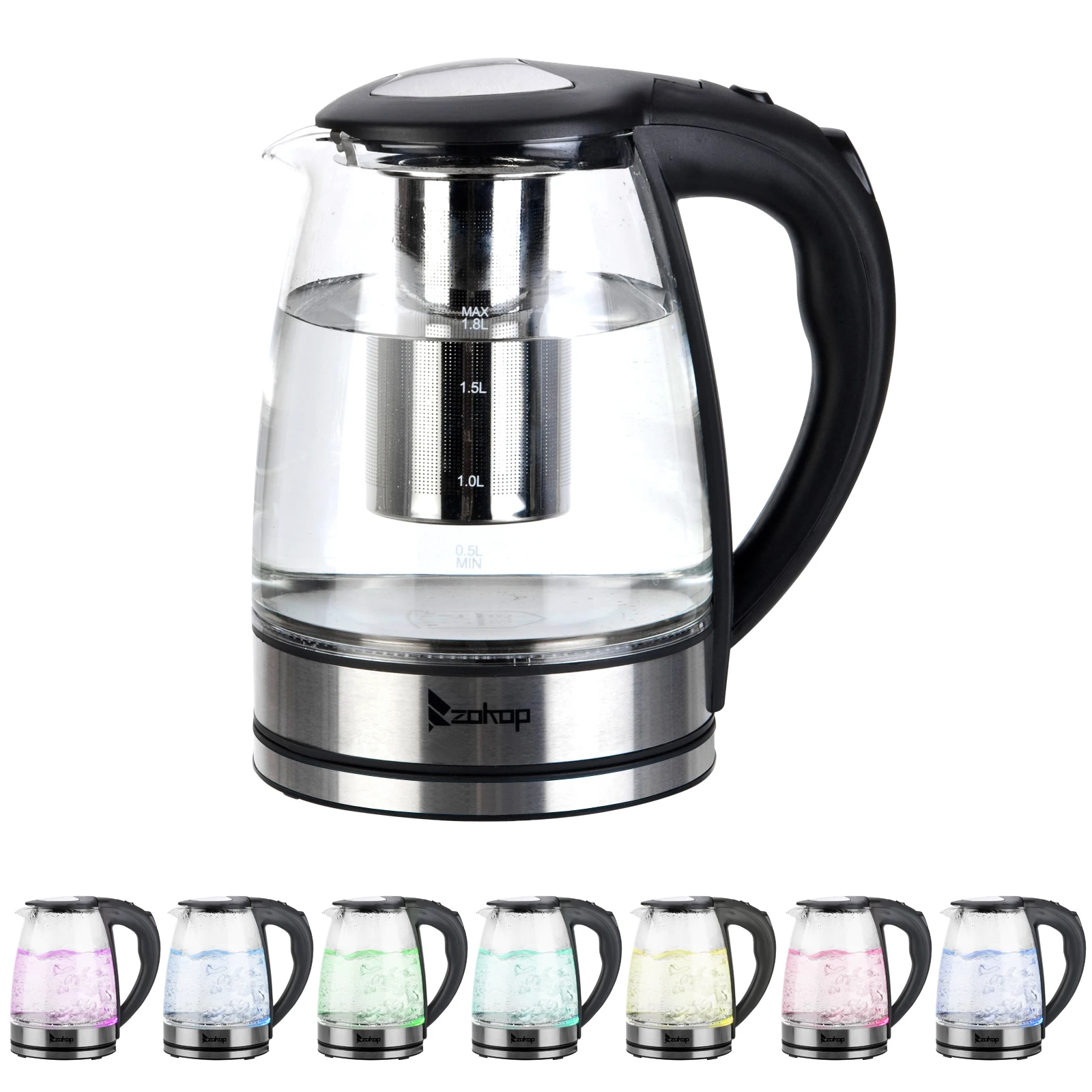 

HD-1861-A 110V 1200W 1.8L Electric Glass Kettle US Plug