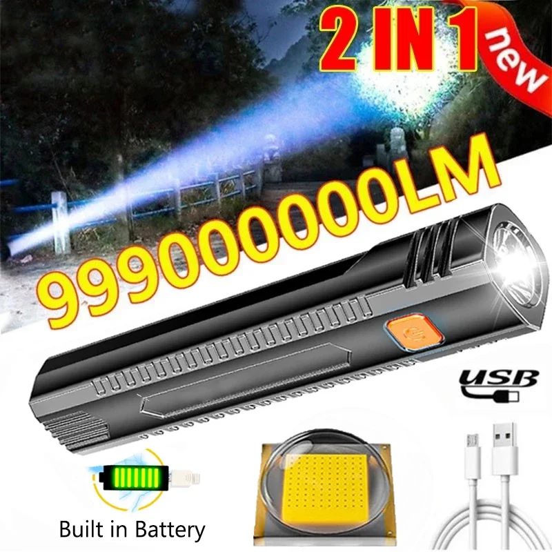 

Pocket Flashlight Waterproof with Power Bank Self Defense Long Range LED Lamp Portable LED Flashlight USB Rechargeable LED Torch