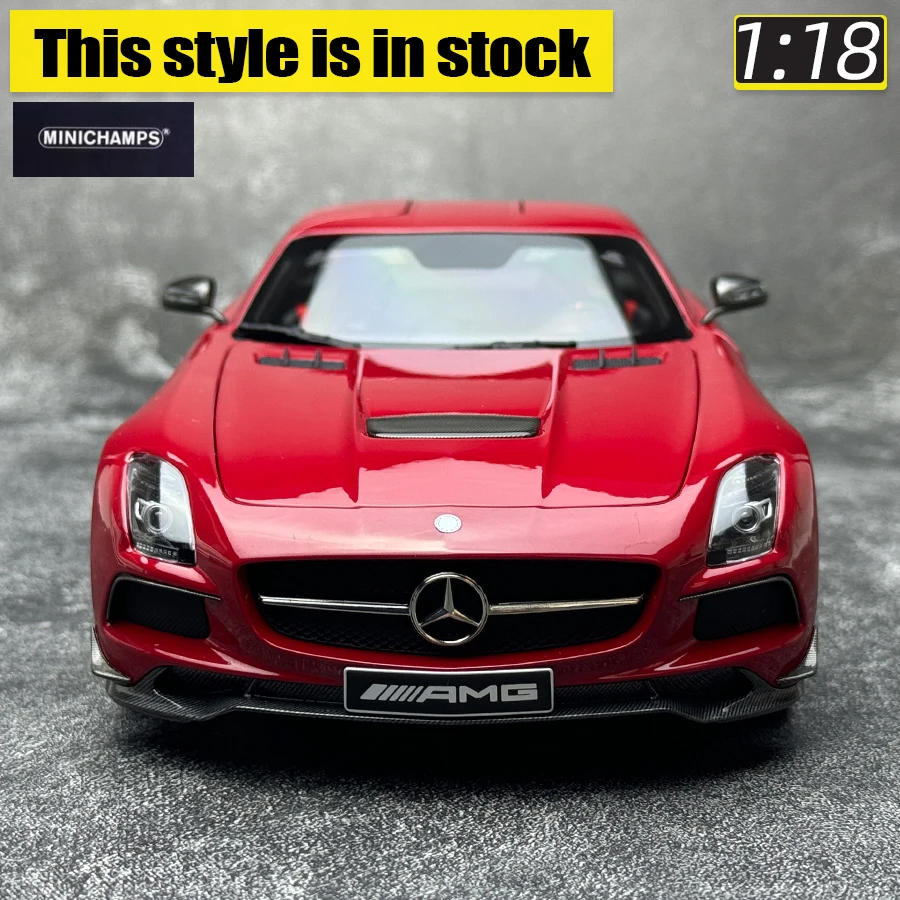 Minichamps 1:18 FOR Benz AMG SLS Gull Wing Gate Sports car metal Car model Holiday gift Static ornament