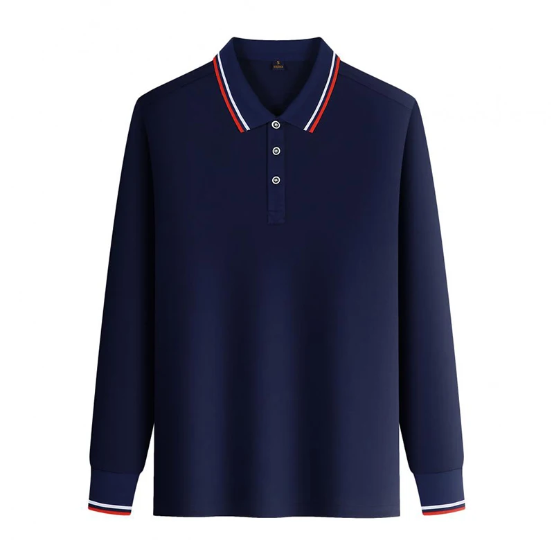 Nowe mody solidna męska koszulka Polo z długim rękawem wiosna na co dzień Tee biała koszula z kołnierzykiem w stylu koreańskim męska koszulka Polo z