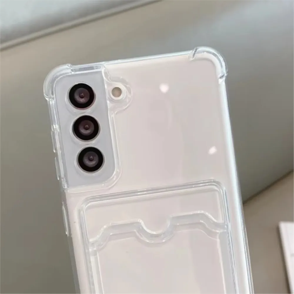 Clear Silicone Card Slot Holder Phone Case For Samsung S26 Ultra S25 Plus S24 FE S23 S22 Ultra Transparent Soft Photo Bag Cover view 5
