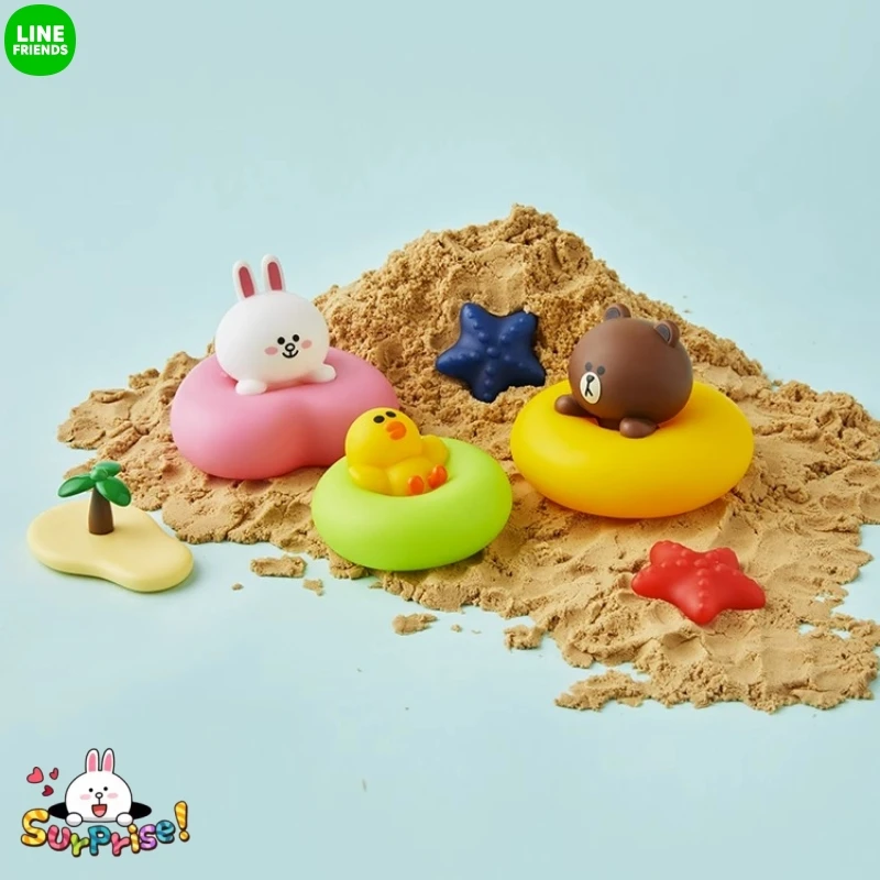 

Line Friends Kawaii Bath Toy Set Anime Brown Bear Cony Sally Children Bath Toys Cartoon Swimming Water Decorations Cute Gifts