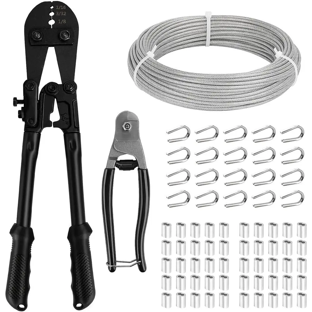 

1/8 Stainless Steel Cable Wire Rope, 100ft Vinyl Coated for Garden Trellis, Clothesline, String Lights, and Curtain Hanging