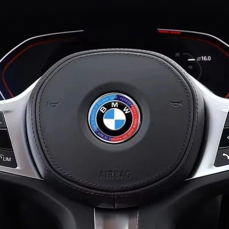 Afbeelding 3: 1 stuk 45mm auto stuurwiel decoratie badge sticker logo voor BMW E30 E34 E36 E39 E46 E52 E53 E60 E61 E62 E70 E71 E83 Auto