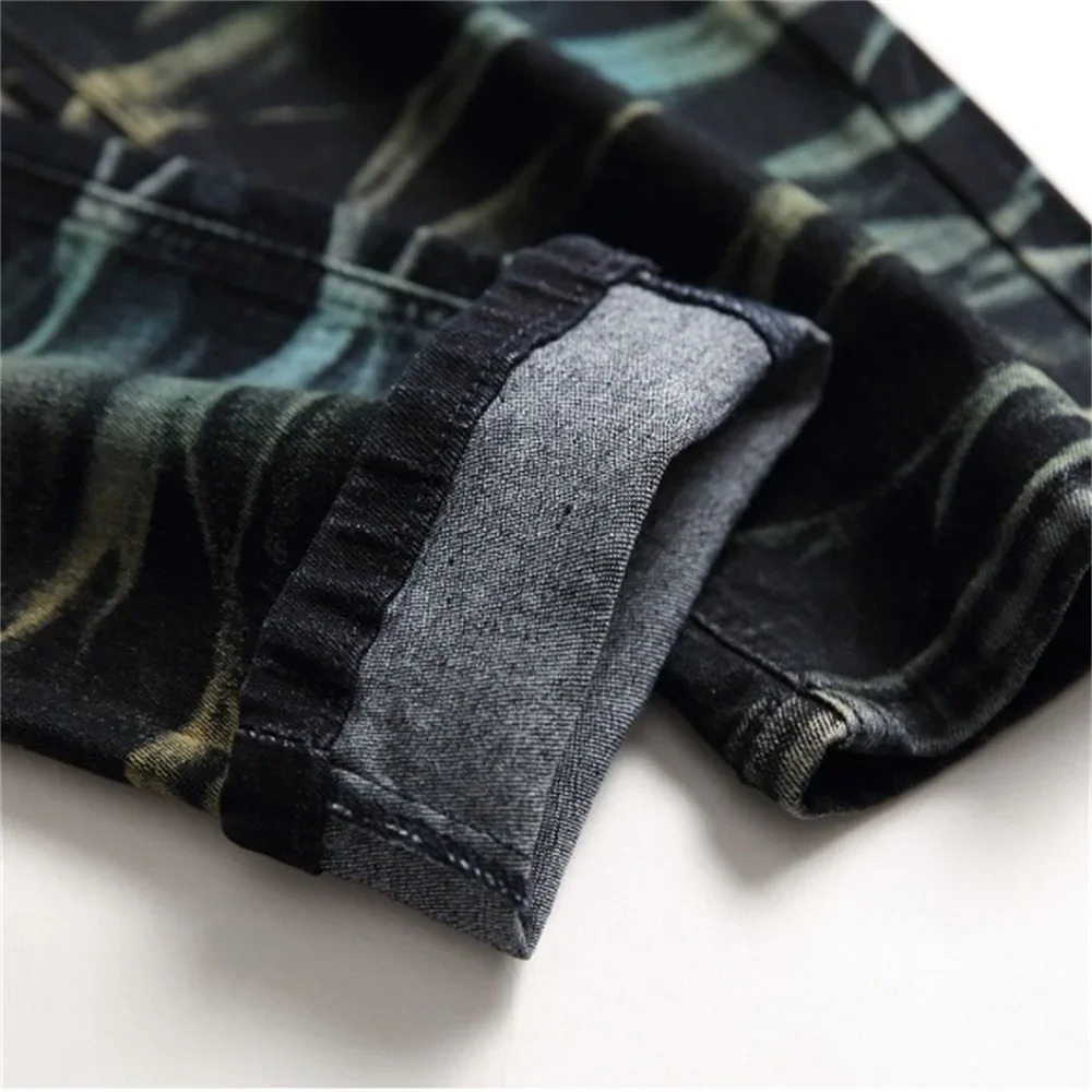 EH·MD® 3D Texture Camouflage Jeans Men's High Street High-end Pure Cotton Zipper Personalized Stretch Comfortable Pants 2020 New